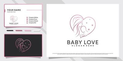 baby-logo mit herz- oder liebesstil und visitenkartendesign premium-vektor vektor