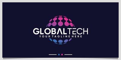 Globale Technologie-Logo-Design-Vorlage mit modernem Stil-Konzept-Premium-Vektor vektor