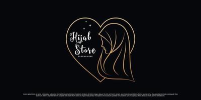 hijab butik eller hijab butik logotyp design med kreativa element premium vektor