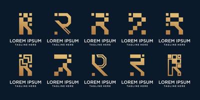 set bunt av monogram logotyp design första bokstaven r med kreativa koncept premium vektor