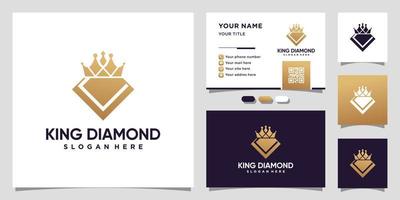 diamant och krona logotyp med kreativt unikt koncept och visitkort design premium vektor