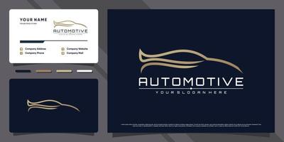 automotive bil logotyp illustration med linjekonst stil och visitkort design premium vektor