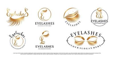 set bündel wimpern verlängerung logo design vorlage mit kreativem element premium vektor