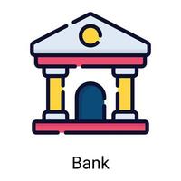 Symbol für die Farblinie des Bankgebäudes isoliert auf weißem Hintergrund vektor