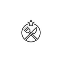 stjärnmat, gaffel och kniv. vektor logotyp ikon mall