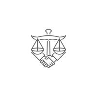 Anwaltskanzlei Deal, Händedruck. Vektor-Logo-Symbol-Vorlage vektor
