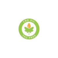 cbd olja thc gratis etikett. vektor logotyp ikon mall