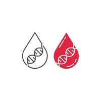 genetische DNA, Blut. Vektor-Umriss-Icon-Vorlage vektor