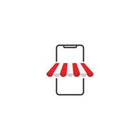 onlinebutik, smartphone shopping. vektor logotyp ikon mall