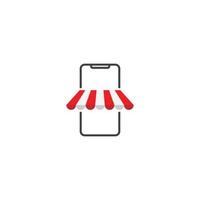 Online-Shop, Smartphone-Shopping. Vektor-Logo-Symbol-Vorlage vektor