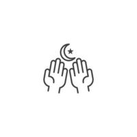 muslimsk bönehand, ramadan. vektor ikon mall