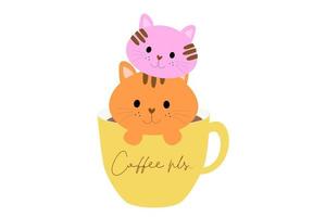 Kaffee und schleppen schöne Katzen vektor