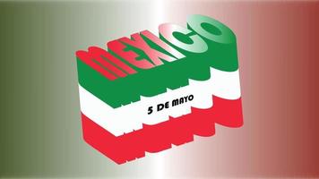 mexikanischer tag isometrischer text in den farben der mexikanischen flagge vektor