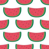 söt söt sommar seamless mönster med vattenmelon skivor. för tapeter, tyg, omslagspapper eller dekoration. vektor shabby handritad illustration