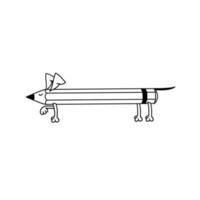 Dackel-Bleistift. Hundebleistift macht einen Stand. Illustration für Design und Postkarten. vektor