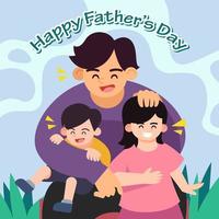 far krama barn i glad fars dag händelse vektor