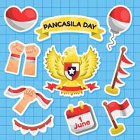 klistermärkeset för att fira pancasila i Indonesiens självständighetsdag vektor