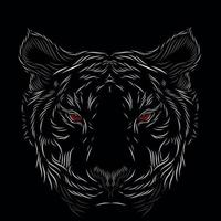 Tiger Hunter Head Face Line Pop Art Potrait Logo farbenfrohes Design mit dunklem Hintergrund