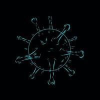 Coronavirus Virus Line Pop Art Potrait Logo farbenfrohes Design mit schwarzem dunklem Hintergrund vektor