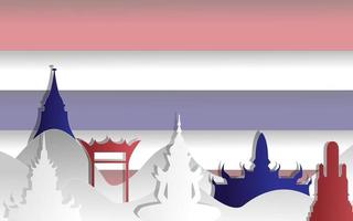 wahrzeichen von thailand im papierschnittstil, für banner, flyer, einladung, poster, website oder grußkarte und postkartenpapierschnittstil, vektorillustration vektor