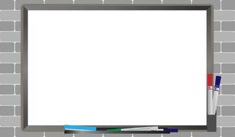 whiteboard und ausrüstung im weißen wandhintergrund für kopierraumhintergrund, tapete, anzeigen, ankündigung, werbung und anderes vektor