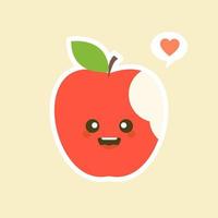 bitet äpple tecken design illustrationer. frukt tecken samling vektor illustration av en rolig och leende äpple karaktär.