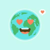 süßes lustiges welterde emoji, das emotionen von bunten charaktervektorillustrationen zeigt. die erde, den planeten retten, energie sparen, das konzept des erdtages vektor
