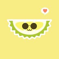 lustige und kawaii durianfrüchte. süßer durian-charakter mit gesichtsausdruck und emoji. Vektor-Illustration. Verwendung für Karten, Poster, Banner, Webdesign und Druck auf T-Shirts. einfach zu bearbeiten. vektor
