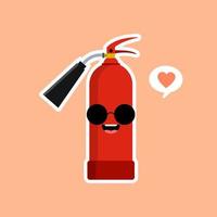 Emoji-Feuerflamme und roter Feuerlöscher-Icon-Set isoliert auf farbigem Hintergrund. heißes Cartoon-Flammenenergie-Emoticon-Zeichen, flammende Symbole. kawaii Charakterillustration des flachen Designs Vektor. vektor