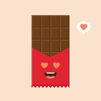 söt och kawaii chokladkaka karaktär ikon. platt illustration av chokladkaka vektor ikon för webbdesign. choklad emoticonor emoji