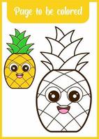 Malbuch für Kinder süße Ananas vektor