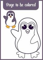 målarbok för barn söt pingvin vektor