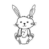 tecknad kanin doodle kontur djur vektor