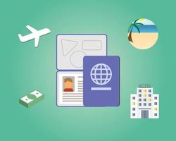 turistvisum element för att bevilja visum för att resa till ett annat land vektor