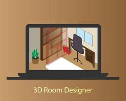 3D-Raumdesigner, um Ihr eigenes Zimmer online zu planen, bevor Sie Vektor kaufen