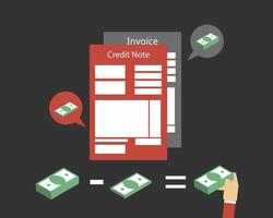 kreditnota eller kreditnota fungerar som källdokument för försäljningsreturjournalen vektor