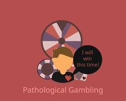 pathologisches Spielen oder zwanghaftes Spielen, das nicht in der Lage ist, Impulsen zum Glücksspiel zu widerstehen vektor