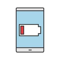 smartphone låg batteri färgikon. urladdad mobiltelefon. isolerade vektor illustration