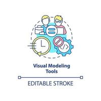 Symbol für das Konzept der visuellen Modellierungswerkzeuge. kein professioneller Programmierer erforderlich. web 3 0 abstrakte idee dünne linie illustration. isolierte Umrisszeichnung. editierbarer Strich. Arial, unzählige pro-fette Schriftarten verwendet vektor