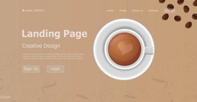 startsida målsida kafé webbmall mål affärssida digital webbplats målsida designkoncept - vektor