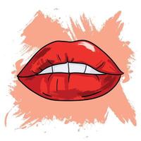 sexy lippen cartoon skizze illustration, weibliche lippen mit rotem lippenstift vektorkunst design element.frau schönheit modekonzept vektor