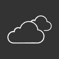 molnigt väder krita ikon. moln. tunga moln. mulen. väderprognos. isolerade svarta tavlan vektorillustration vektor