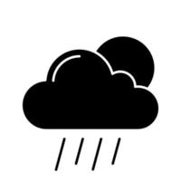 Glyphen-Symbol für verstreute Duschen. regnerisches und sonniges Wetter. Wolke, Sonne und Regen. Platzregen, Wolkenbruch. Wettervorhersage. Silhouettensymbol. negativer Raum. vektor isolierte illustration