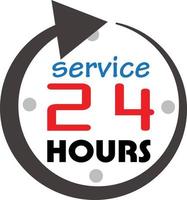 24-Stunden-Symbol. flacher Stil. Service 24-Stunden-Symbol 24-Stunden-Logo. Service und Support für Kunden rund um die Uhr. vektor