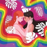 LGBT-Stolzmonat mit zwei Schönheitsdamen vektor