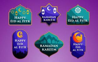 islamisk ramadan kareem rea etikettuppsättning vektor