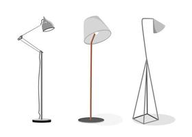 moderna inredningsmöbler lampa golv set vektorillustration i platt stil isolerade vektor