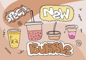 bubbla te specialerbjudanden design, doodle stil annons banner. vektor illustration.