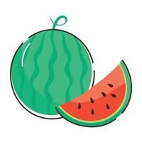 gesundes essen, gekritzel flache ikone der wassermelone vektor