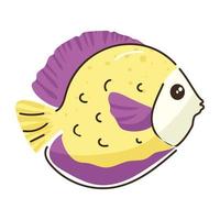 havsdjur, platt doodle ikon av fisk vektor